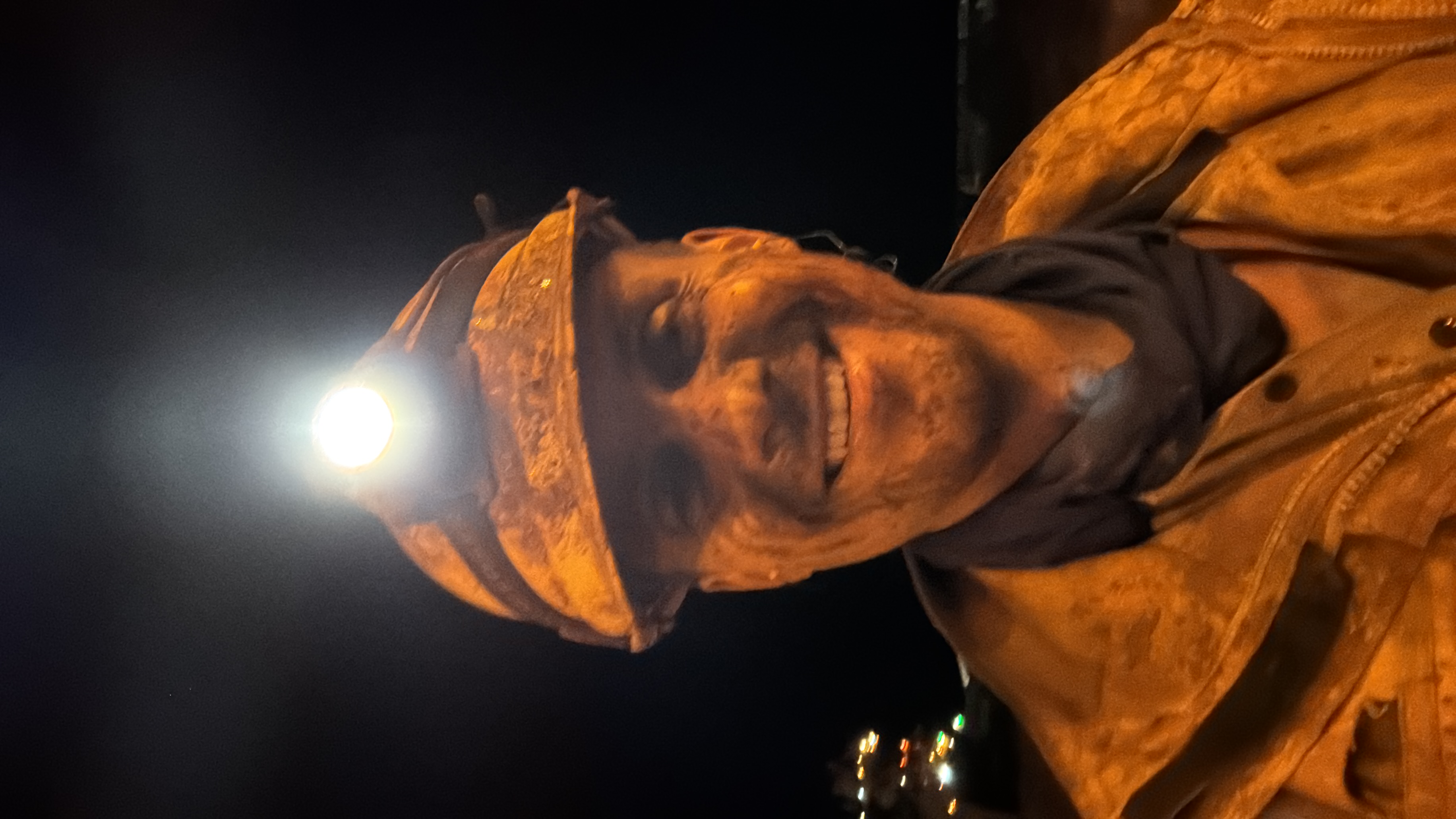 Author in mining gear